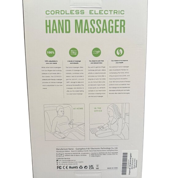 Hand Massager Cordless Electric Adjustable Settings Heat Portable By Cotsoco NIB - Picture 8 of 10
